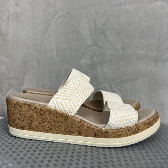 Bzees Resort Wedge Sandals Womens 9.5 M Slip On Comfort Shoes Slides Preppy - Picture 1 of 11